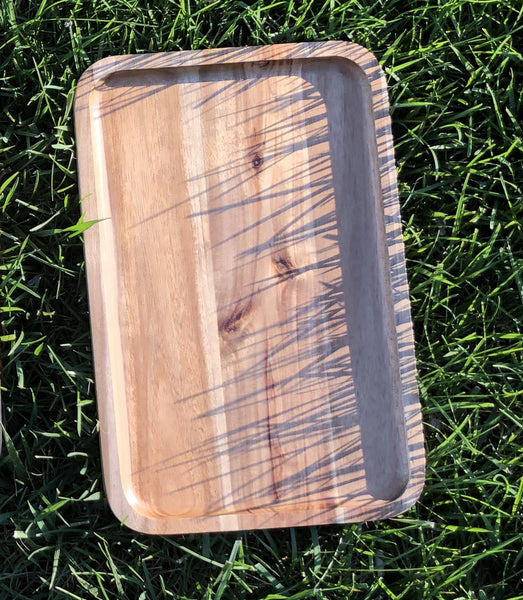 Zavis Green Acacia Wood Serving rectangle Stackable Tray / Dish 12" X 8" | Dishwasher Safe