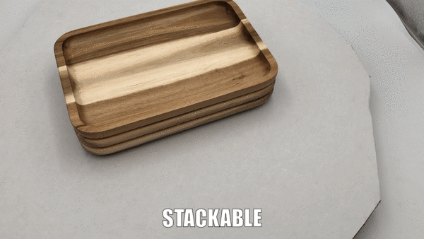 Zavis Green Acacia Wood Serving rectangle Stackable Tray / Dish 8" X 5" | Dishwasher Safe