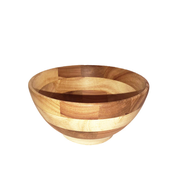 [ Set of 6 ] Zavis Green Acacia Wood Round Salad Bowl 6"  | Dishwasher Safe