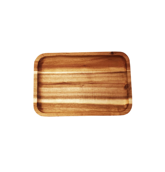 Zavis Green Acacia Wood Serving rectangle StackableTray / Dish 10" X 7" | Dishwasher Safe