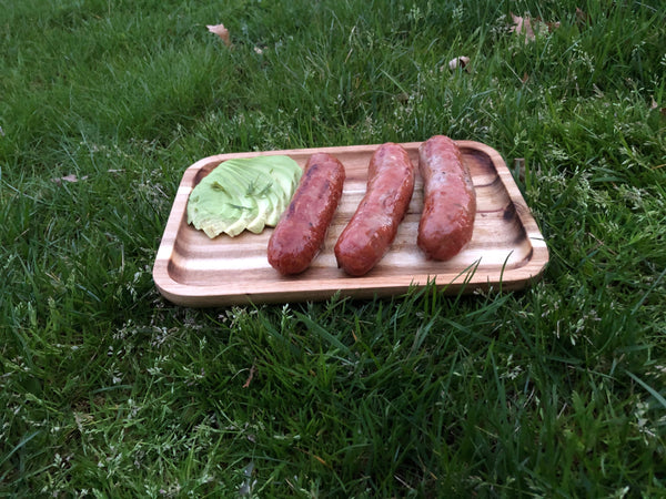 [ Set of 3 ] Zavis Green Acacia Wood Serving rectangle StackableTray / Dish 10" X 7" | Dishwasher Safe