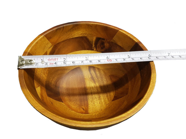 [ Set of 6 ] Zavis Green Acacia Wood Round Salad Bowl 6"  | Dishwasher Safe