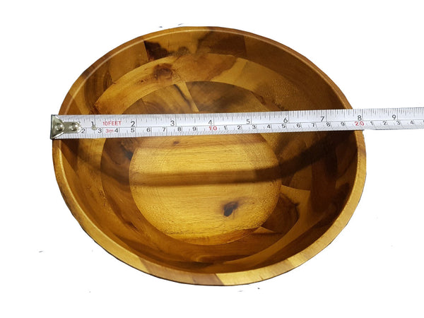 [ Set of 6 ] Zavis Green Acacia Wood Round Salad Bowl 8"  | Dishwasher Safe