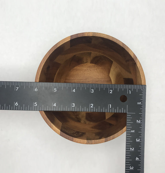 [ Set of 6 ] Zavis Green Acacia Wood Round Salad Bowl 6"  | Dishwasher Safe