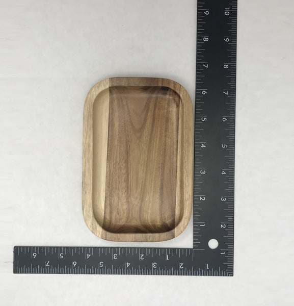 Zavis Green Acacia Wood Serving rectangle Stackable Tray / Dish 6" X 4" | Dishwasher Safe