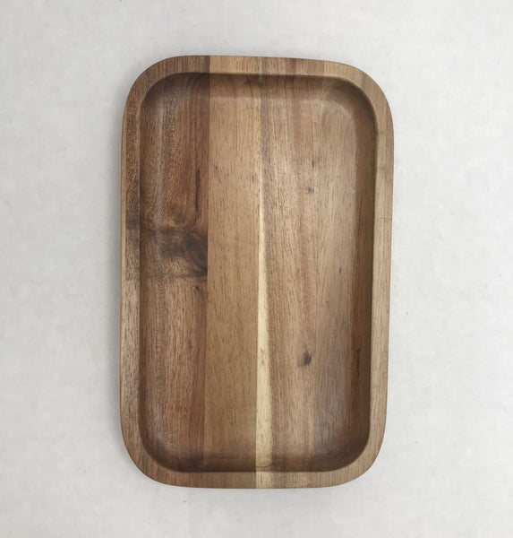[ Set of 6 ] Zavis Green Acacia Wood Serving rectangle Stackable Tray / Dish 8" X 5" | Dishwasher Safe
