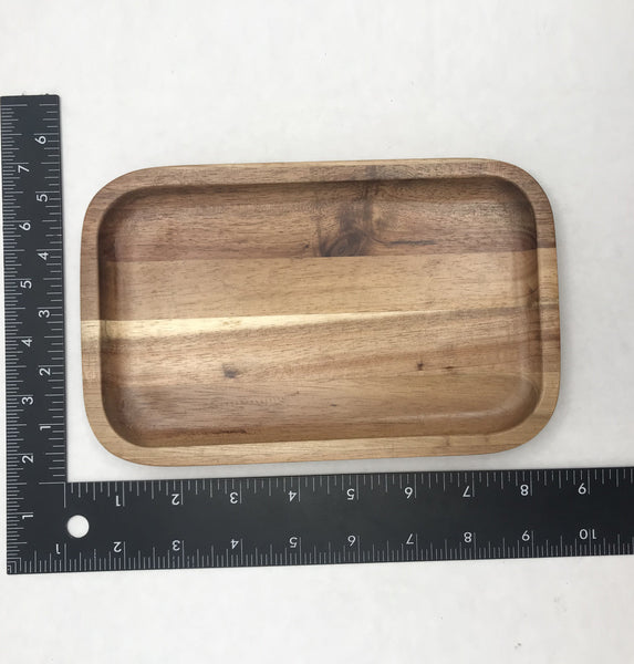 [ Set of 6 ] Zavis Green Acacia Wood Serving rectangle Stackable Tray / Dish 8" X 5" | Dishwasher Safe