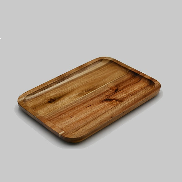 [ Set of 3 ] Zavis Green Acacia Wood Serving rectangle StackableTray / Dish 10" X 7" | Dishwasher Safe