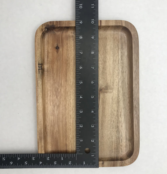 [ Set of 3 ] Zavis Green Acacia Wood Serving rectangle StackableTray / Dish 10" X 7" | Dishwasher Safe