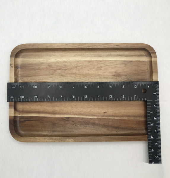 Zavis Green Acacia Wood Serving rectangle Stackable Tray / Dish 12" X 8" | Dishwasher Safe