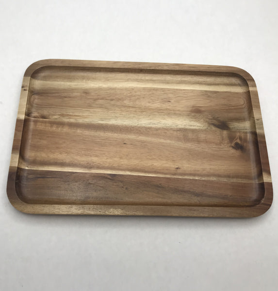 Zavis Green Acacia Wood Serving rectangle Stackable Tray / Dish 12" X 8" | Dishwasher Safe