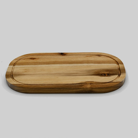 [ Set of 3 ] Zavis Green Acacia Wood Serving Rounded Cutting Board With Juice Groove 14" X 8" | Dishwasher Safe