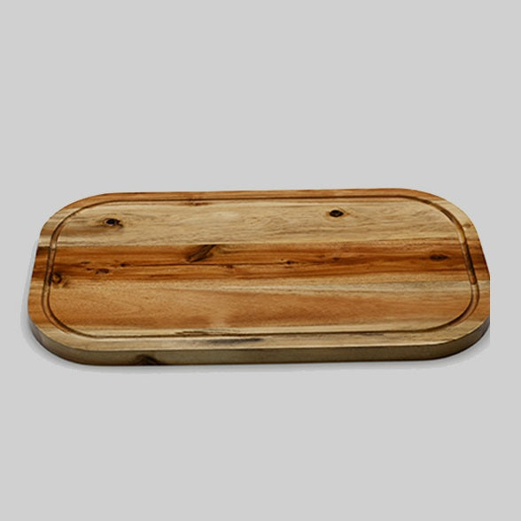 [ Set of 3 ] Zavis Green Acacia Wood Serving Rounded Cutting Board With Juice Groove 18" X 10" | Dishwasher Safe