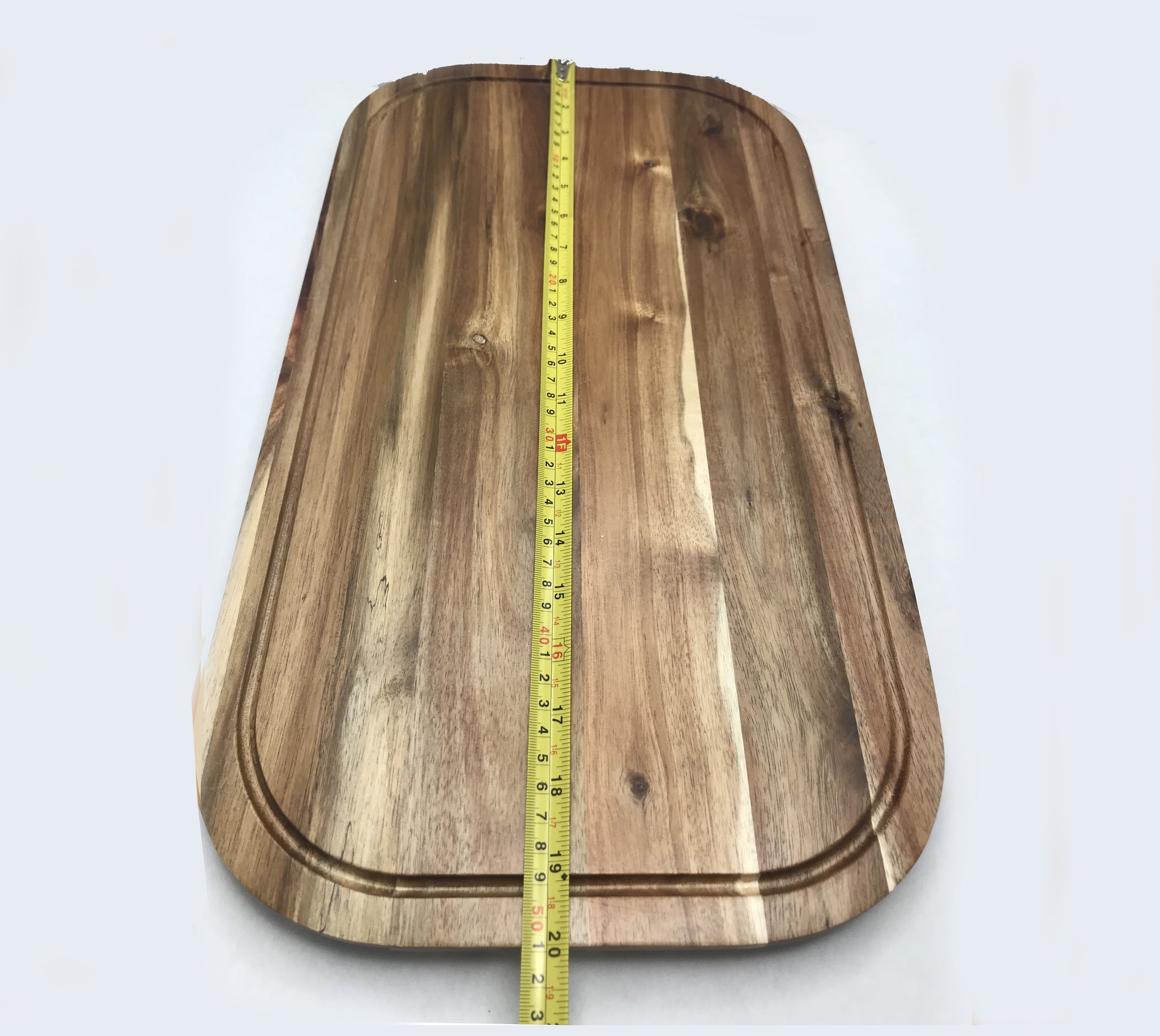 Zavis Green Acacia Wood Serving Rounded Cutting Board With Juice Groov