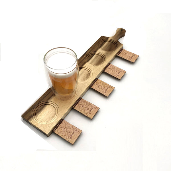 [ Set of 3 ] Zavis Green Acacia Wood 5 Hole Double sided Flight Board 21" | Dishwasher Safe