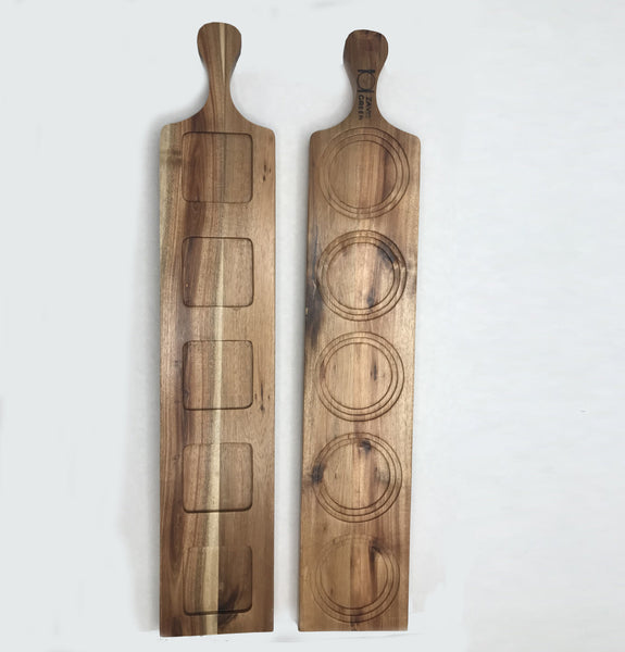 [ Set of 3 ] Zavis Green Acacia Wood 5 Hole Double sided Flight Board 21" | Dishwasher Safe