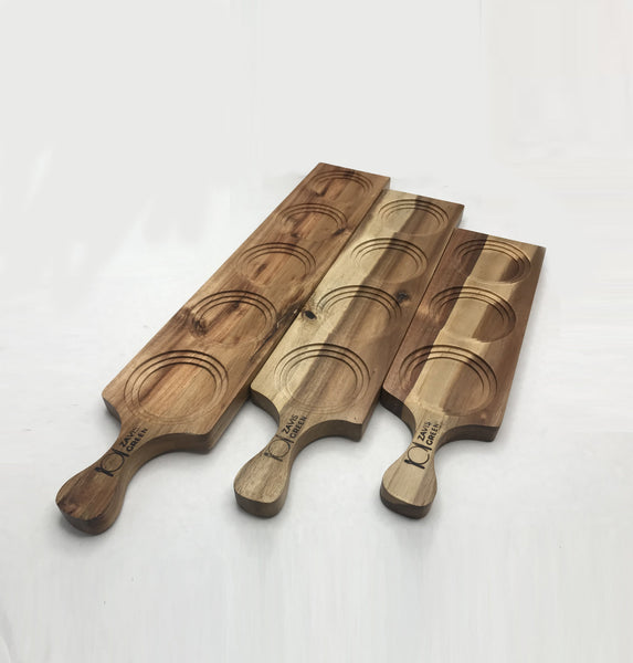 [ Set of 6 ] Zavis Green Acacia Wood 3 Hole Double sided Flight Board 14"  | Dishwasher Safe